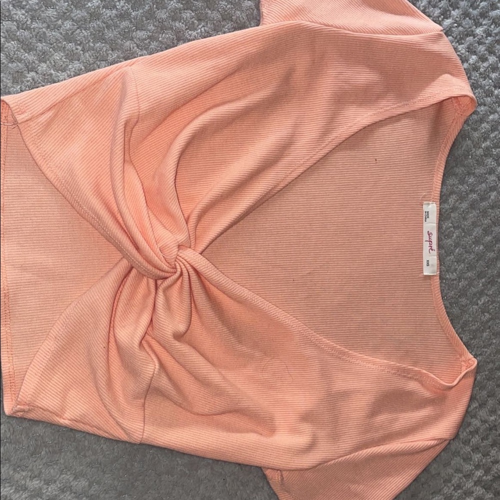 coral coral crop v neck - Picture 1 of 2